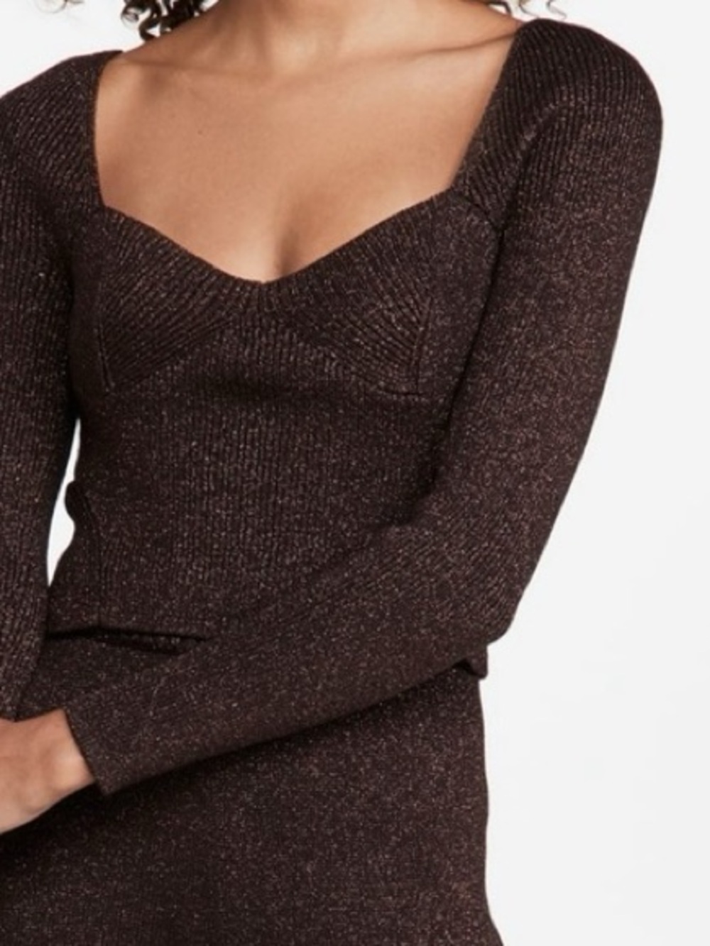 NWT STAUD Cherro Lurex Knit Top Sweater Metallic Brown Size Medium Retails $285